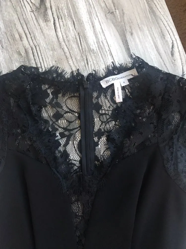 BCBGeneration Black Formal Dress With Lace Details - Image 2