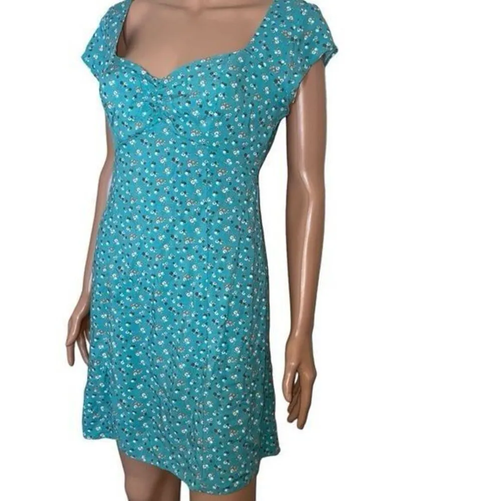 ✨Aeropostale Floral Sweetheart Neck Tie Back Teal Sz XL Dress✨ - Image 6