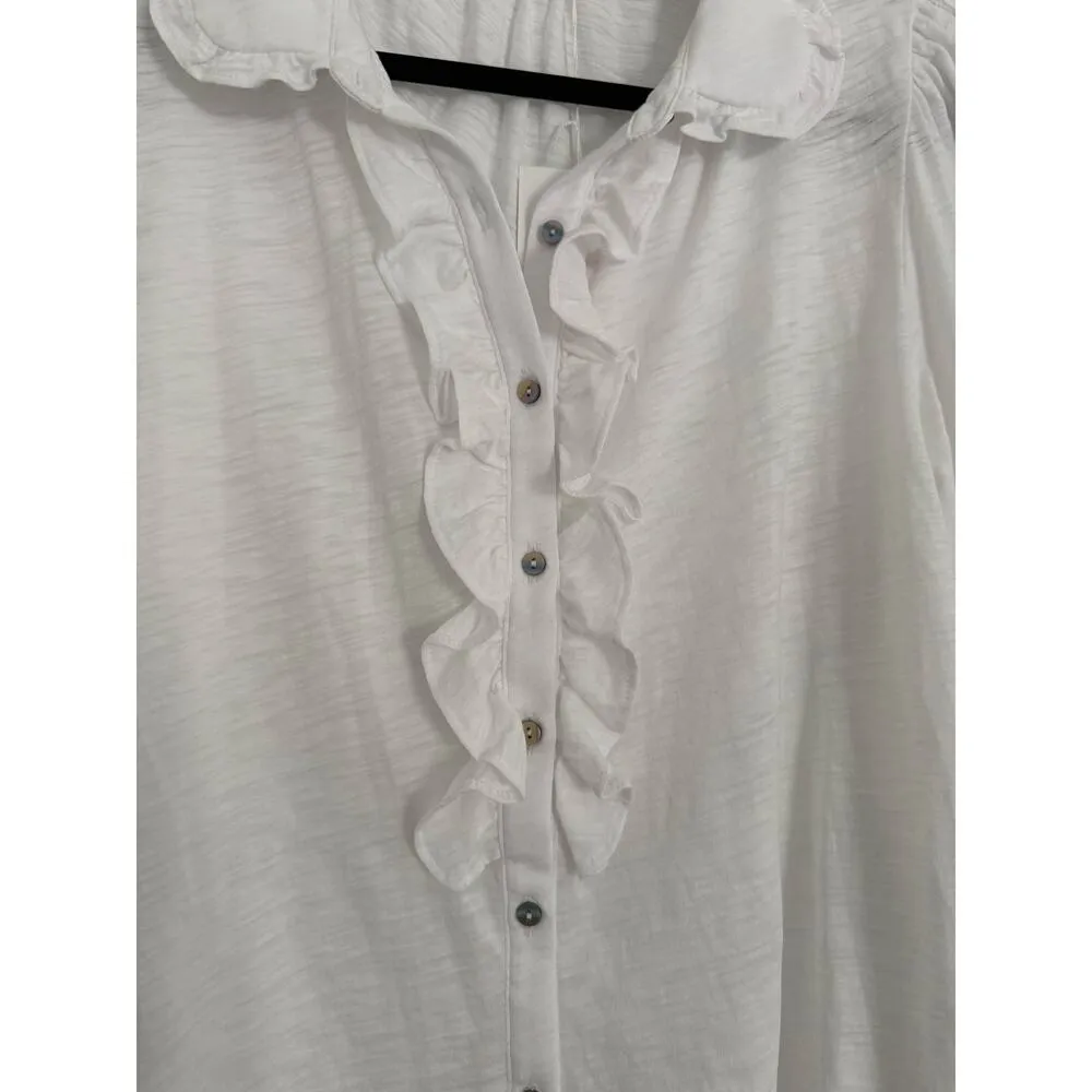 $185 New Goldie Pima Josephine Tuxedo Shirt- Small - White - Image 5