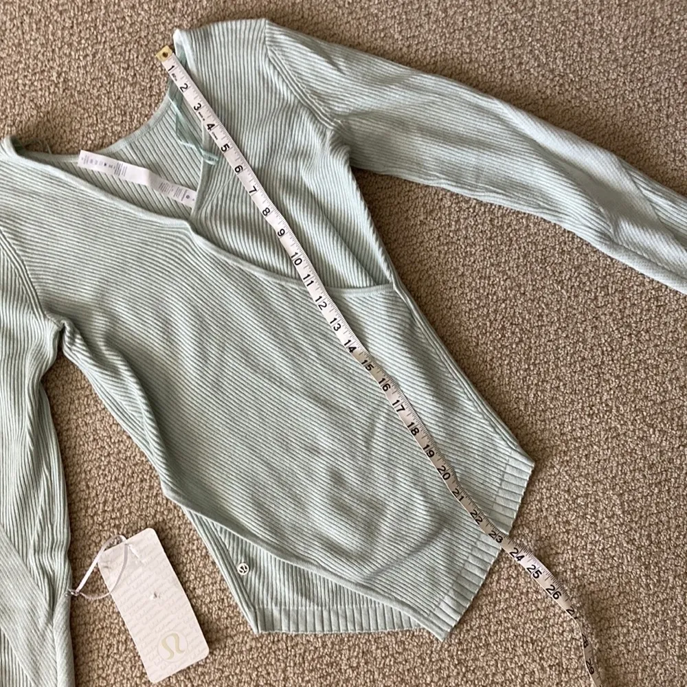 LULULEMON Wrap it Back Sweater Sea Breeze Green Cashmere Knit Top Reversible 4 - Image 14