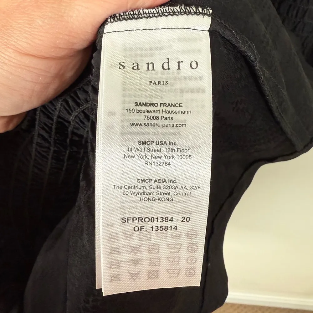 SANDRO Black Snakeskin Effect Smocked Dress - Image 8