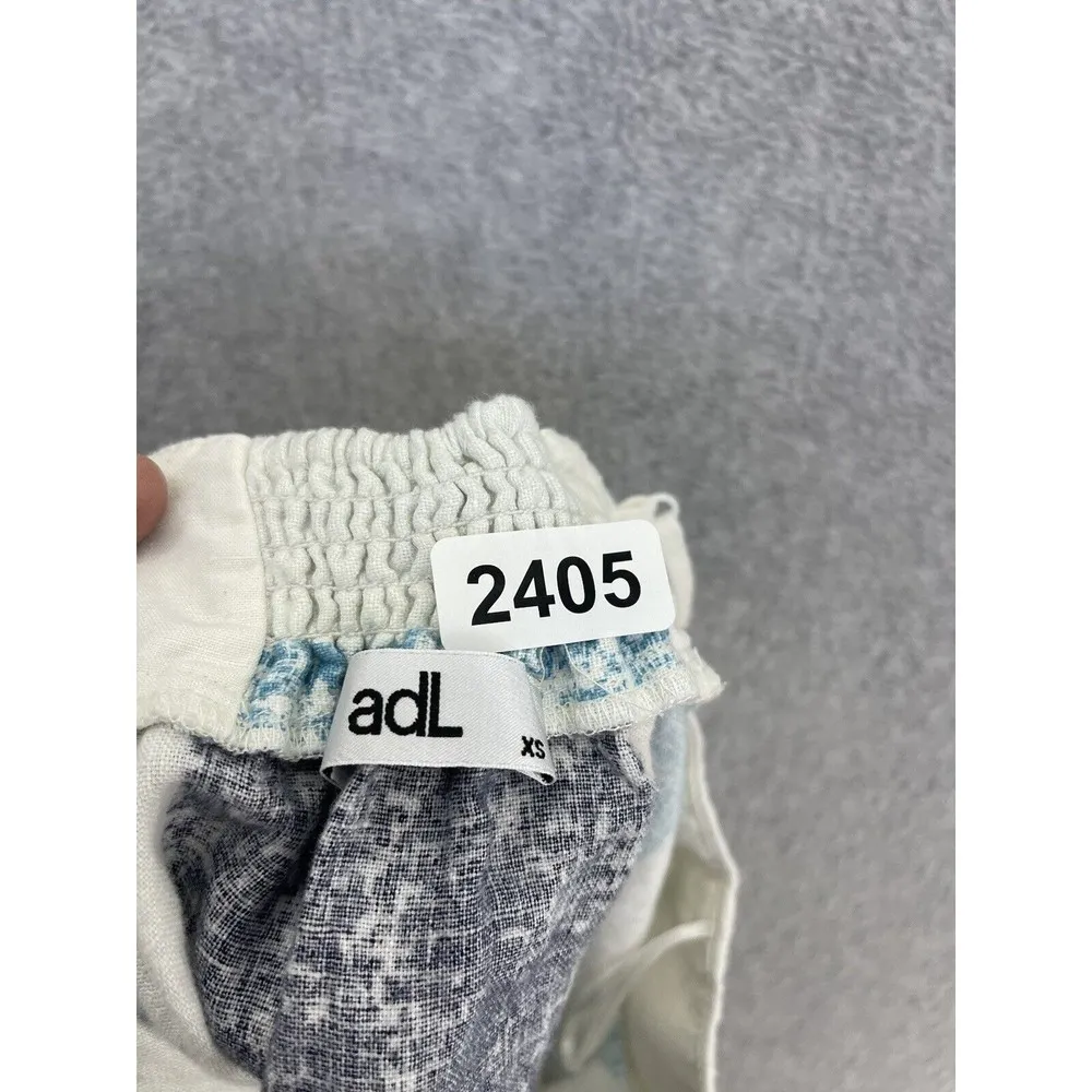 adL Women's Blouse Sleeveless Striped 100% Linen Square Neck Size XS - Image 5