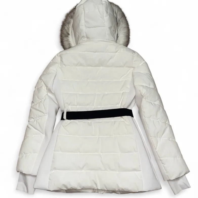 Michael Kors White Puffer Jacket with Fur Hood removable hood XS - Image 4