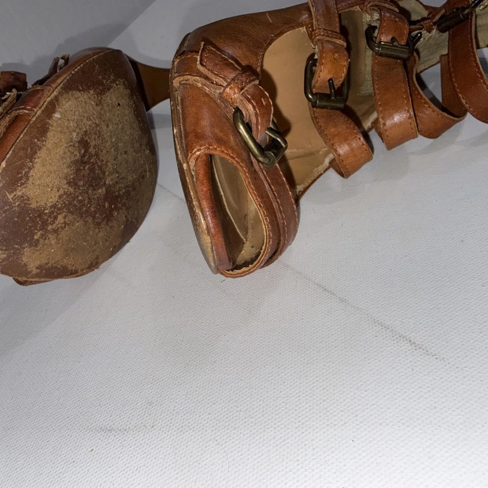 J. Crew Old Money Minimalist Italian Leather Gorpcore Boho Strappy Buckle Heels - Image 10