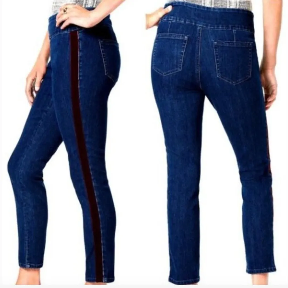 NWOT  Charter Club Side Velvet Stripe Cambridge Skinny Leg Ankle Pant - Image 2