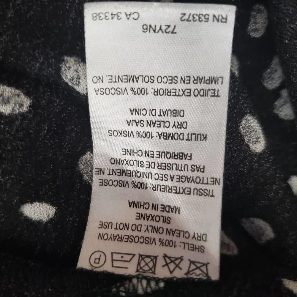 French Connection Peter Pan Collar Buttondown Back Blouse Black White Dots Sz 2 - Image 7