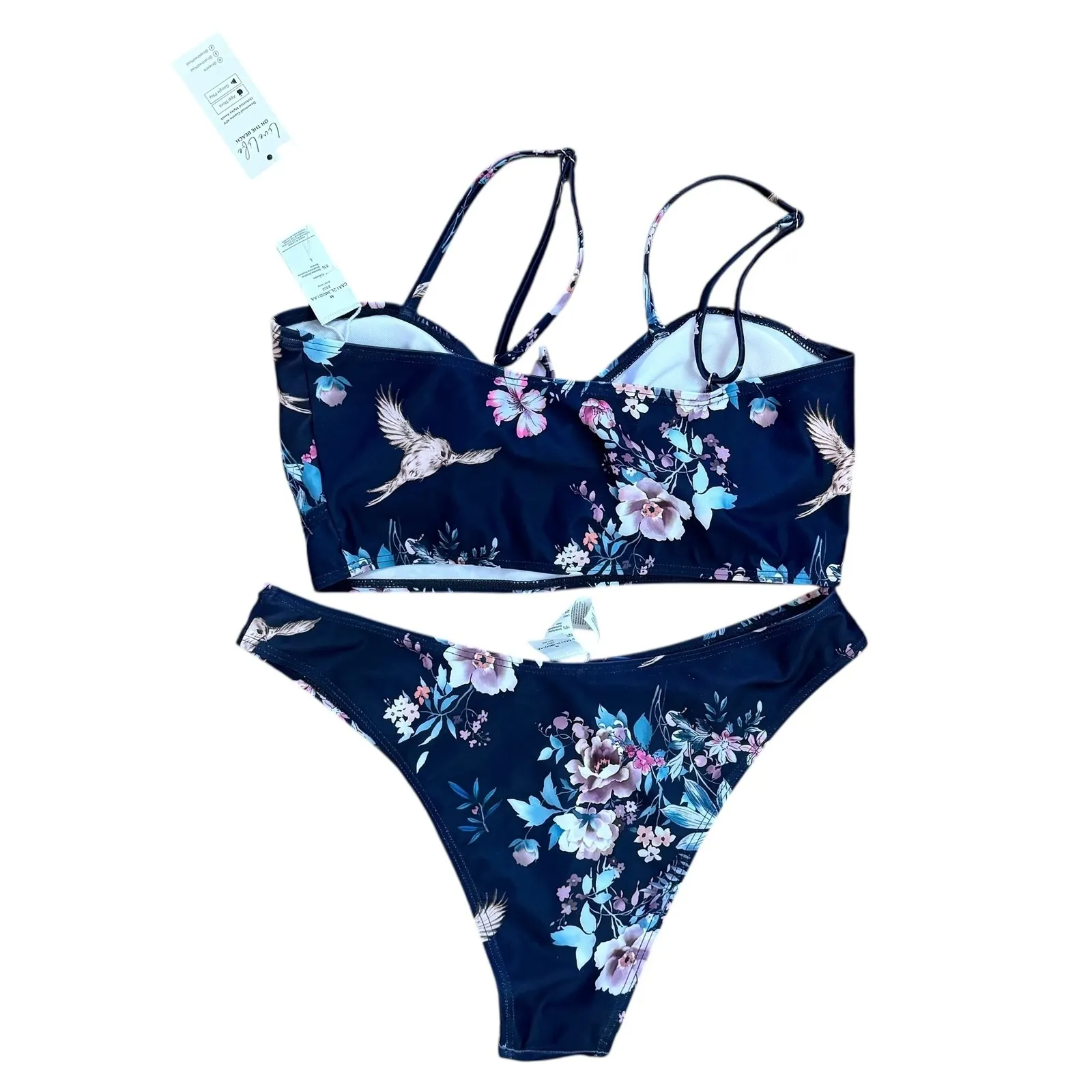 Cupshe Floral Print Tie Front Swimsuit Two Piece Bathing Suit‎ Medium - Image 7