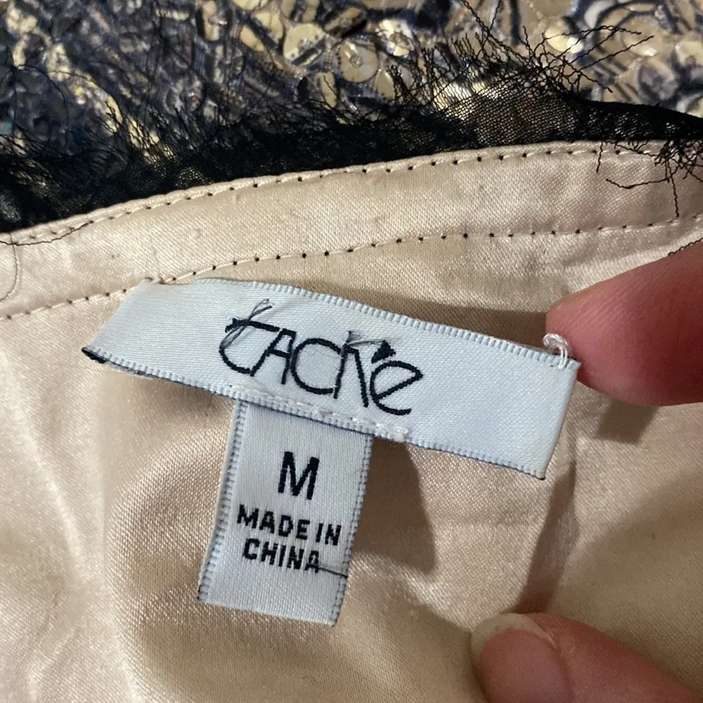 Cache sequined swirl patch pocket fringed cardigan evening jacket size M - Image 11