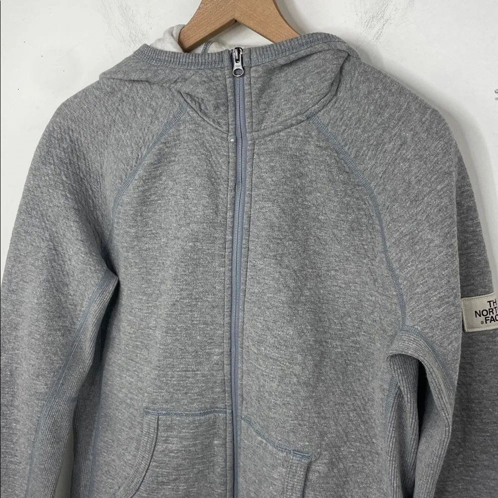The North Face Full Zip Hooded Sweatshirt Gray Size Large - Image 3