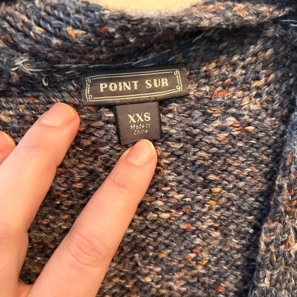 J.Crew Point Sur Gray Oversized Speckled Cardigan Pockets EUC Size XXS - Image 2