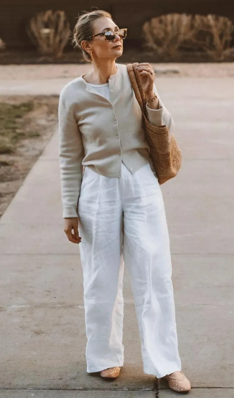 NWT White Harlow Wideleg Linen Pants 8 - Image 2