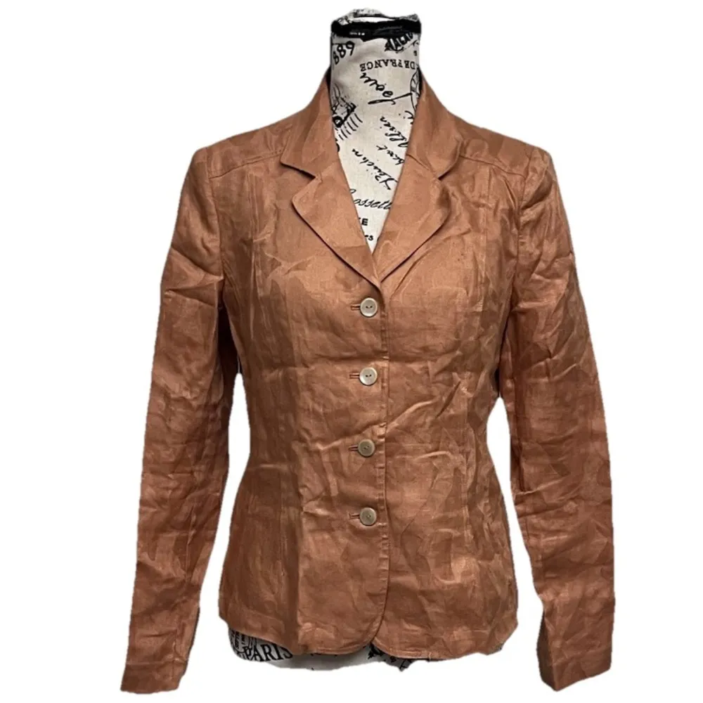 Vintage Y2K Anne Klein Brown Linen Blazer Jacket Preppy Coastal Forest Fairy - Image 2