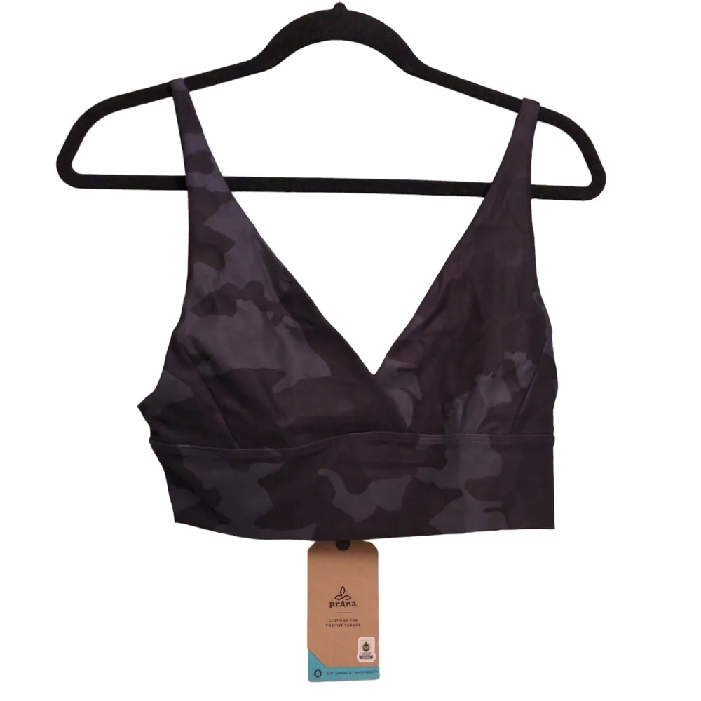 prAna Layna Brami Adjustable Sports Bra Black Camo Yoga Barre S New - Image 4