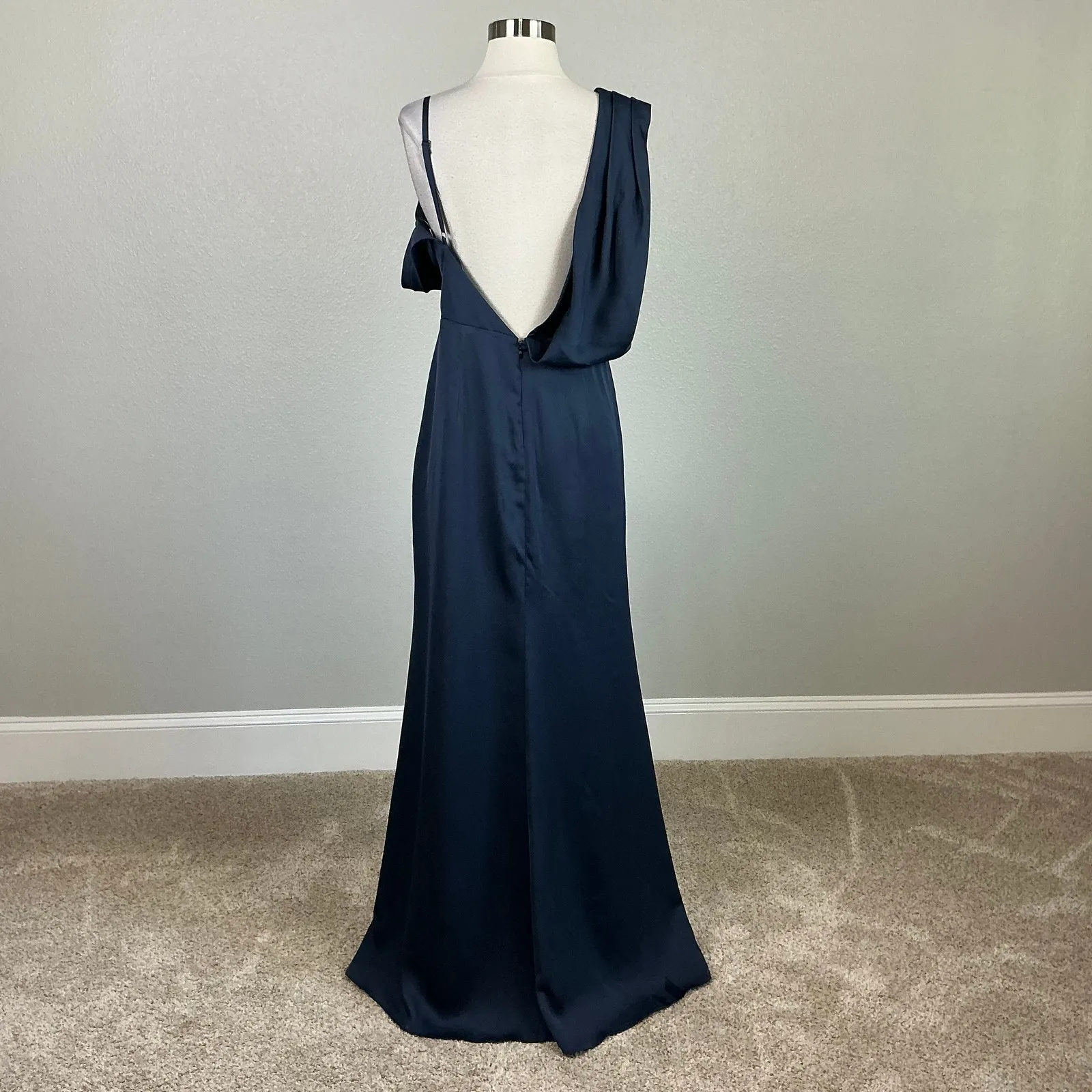 AQUA One Shoulder Backless Long Evening Gown Blue Size 6 Formal Dress - Image 2