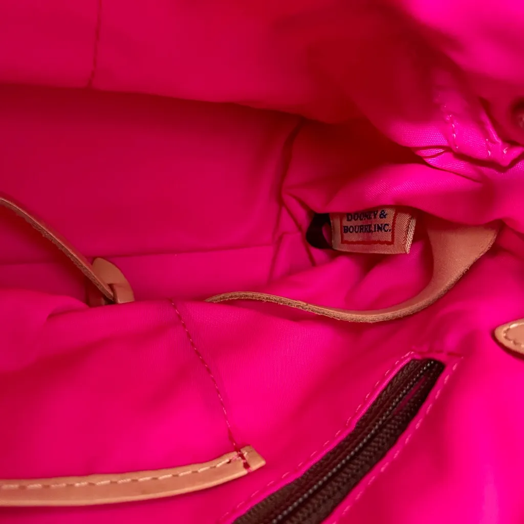 Dooney & Bourke Seersucker Multicolor Stripe Shoulder Bag w/ Bold Pink Interior - Image 9