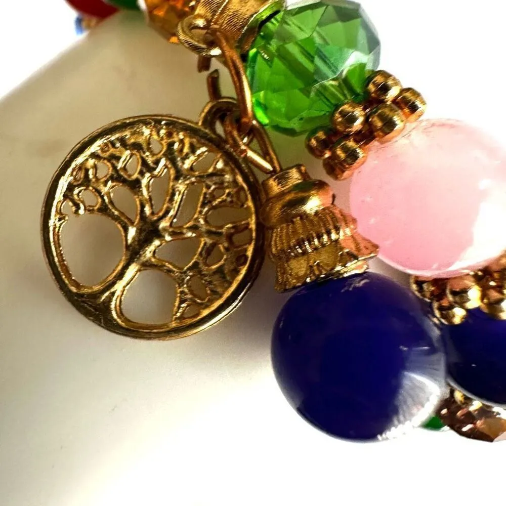 Colorful glass beaded tree of life charm bracelet - Image 5