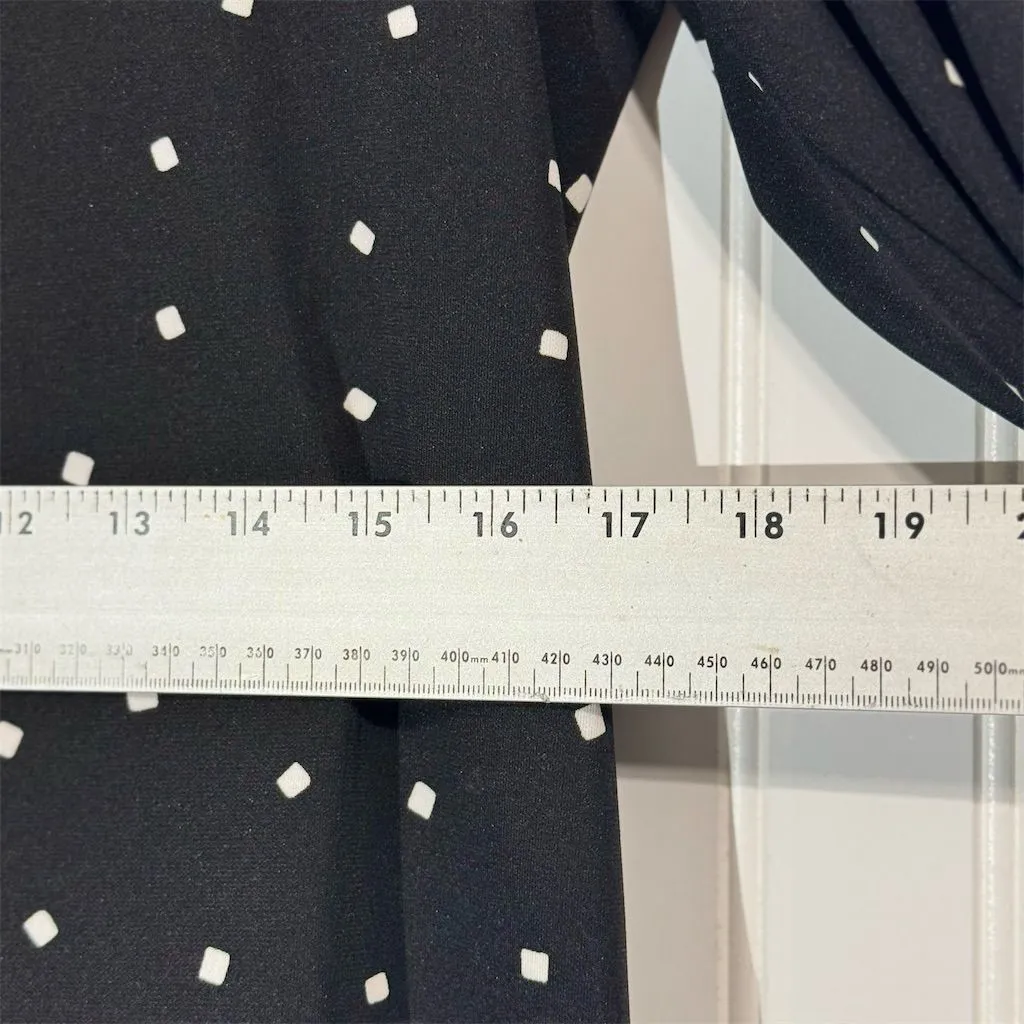 Karl Lagerfeld Paris Black Polka Dot Smocked Blouse L Mock Neck Long Sleeve Size L - Image 4