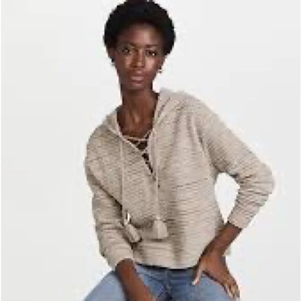 Something Navy Textured Lace Up Hoodie - Image 3