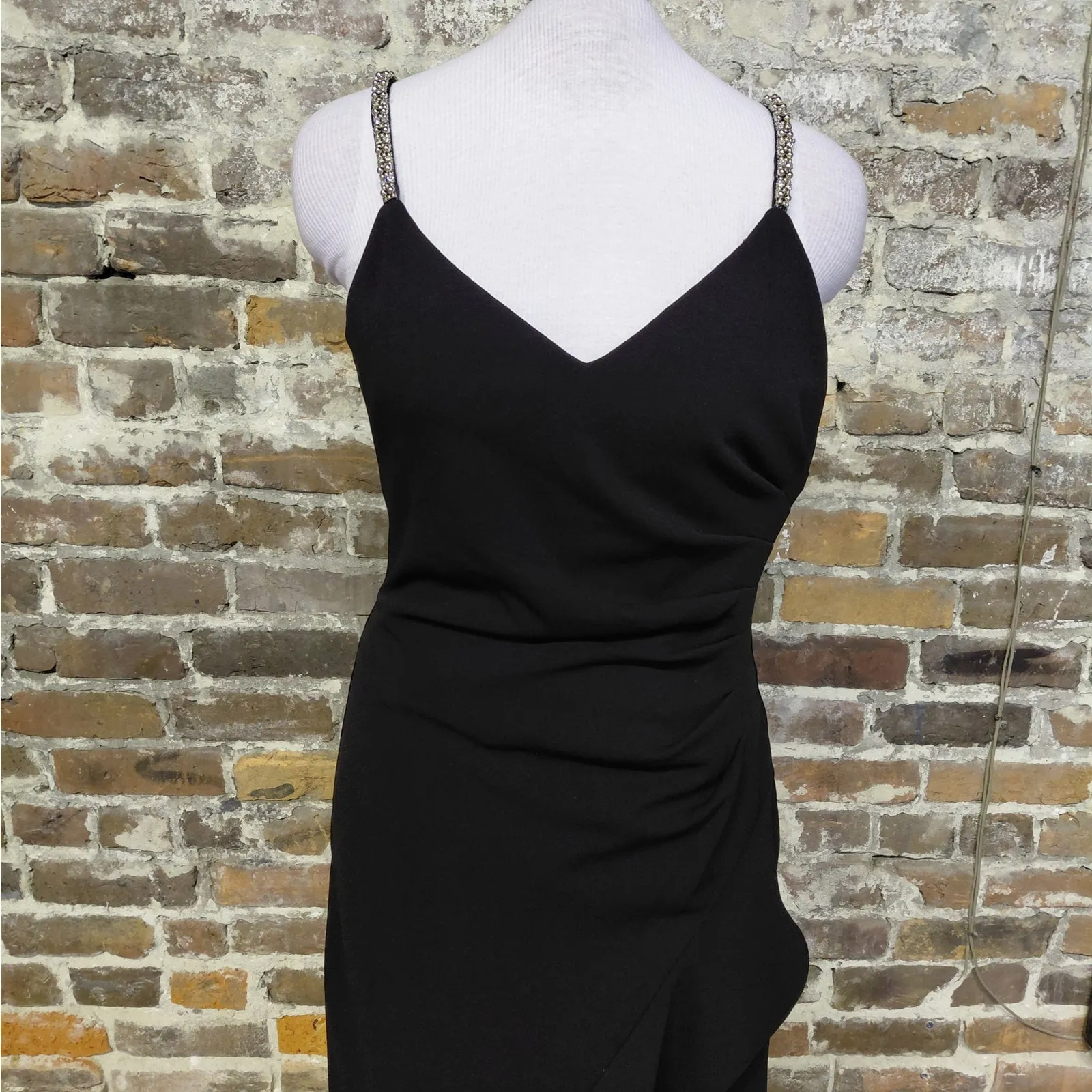 Xscape Women's Cocktail Party Dress Size 8P Black Midi Wedding Guest Night Out - Image 5