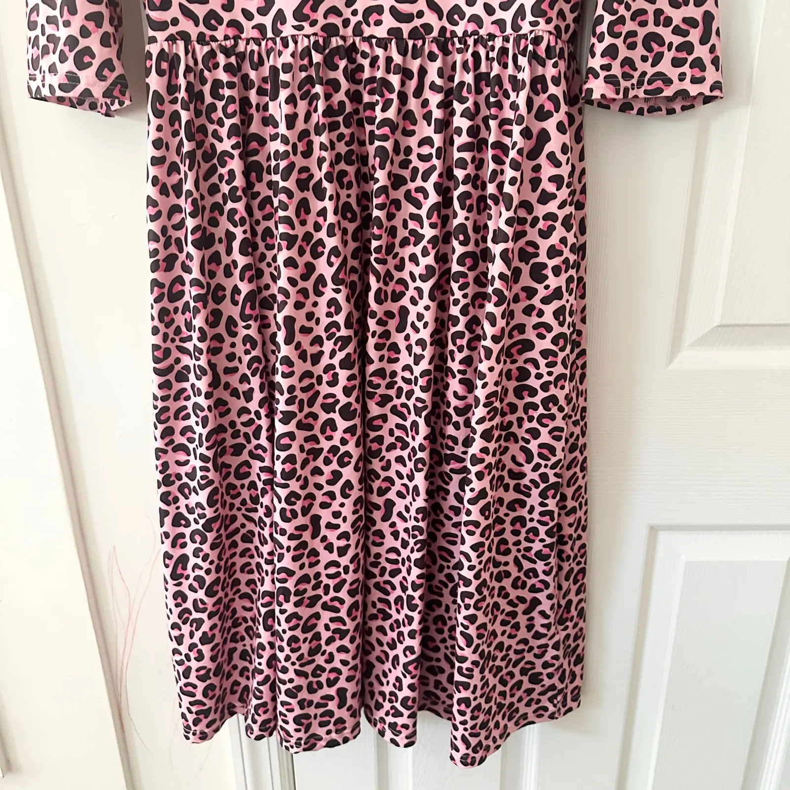 Dolly and Dotty Unique Vintage Billie Pink Leopard Print Midi Flared Dress 10 - Image 4