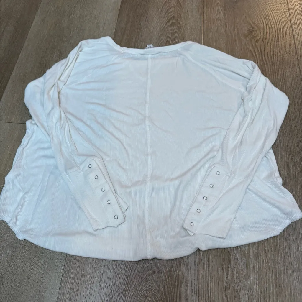 Evereve White Long Sleeve Ribbed Top - Image 4