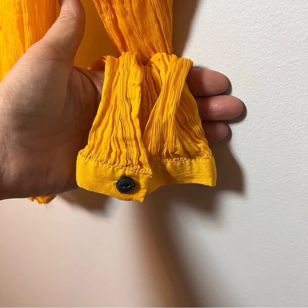 Rag & Bone Sachi Blouse Womens XXS saffron yellow Cotton/Silk Boho Chic Top - Image 5