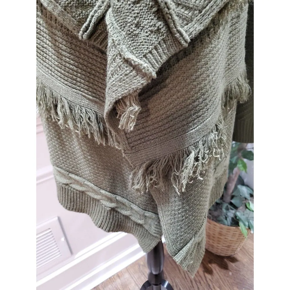 Signature 1 Studio Women Olive Green Acrylic Long Sleeve Open Front Cardigan 1X - Image 4