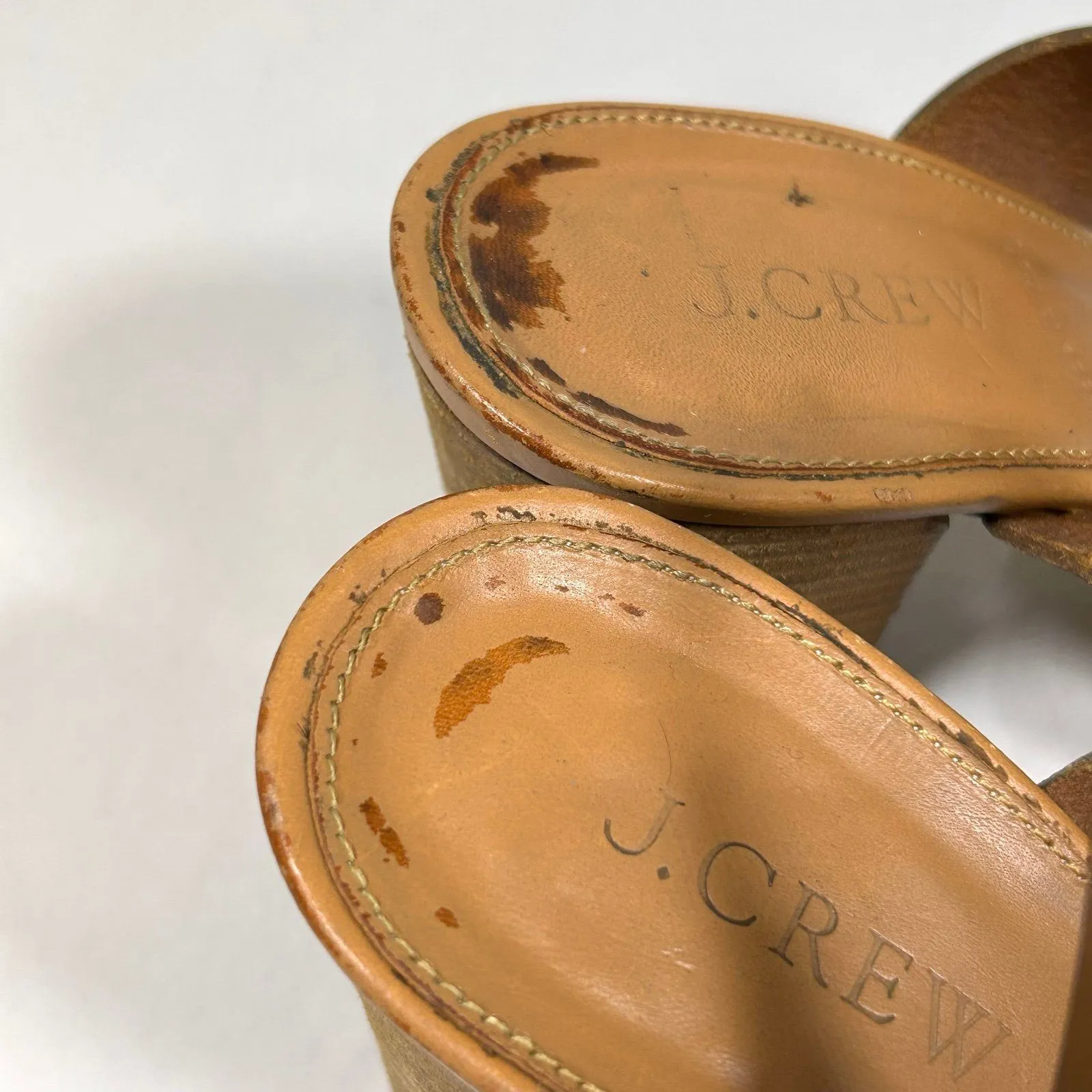 J Crew Equestrian Mid Block‎ Heel Leather Sandals Womens 8 Tan - Image 7