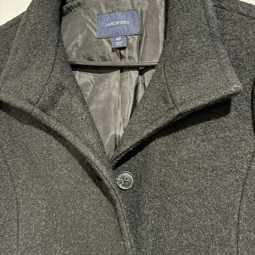 Lands' End Women's Charcoal Pea Coat Black Size 4P - Image 11