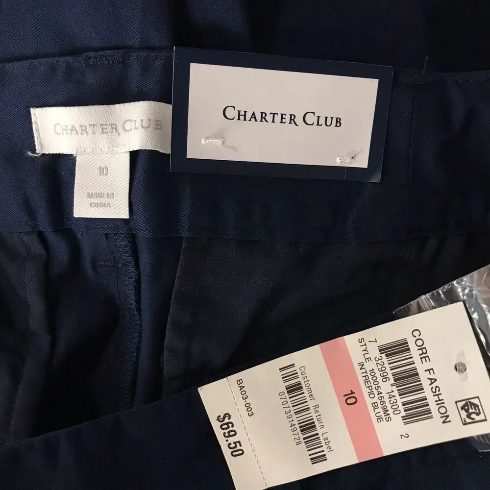 Charter Club SZ 10 Crop Pants Wide Leg Hi-Rise Belted Pockets Stretch Zip-Fly - Image 7