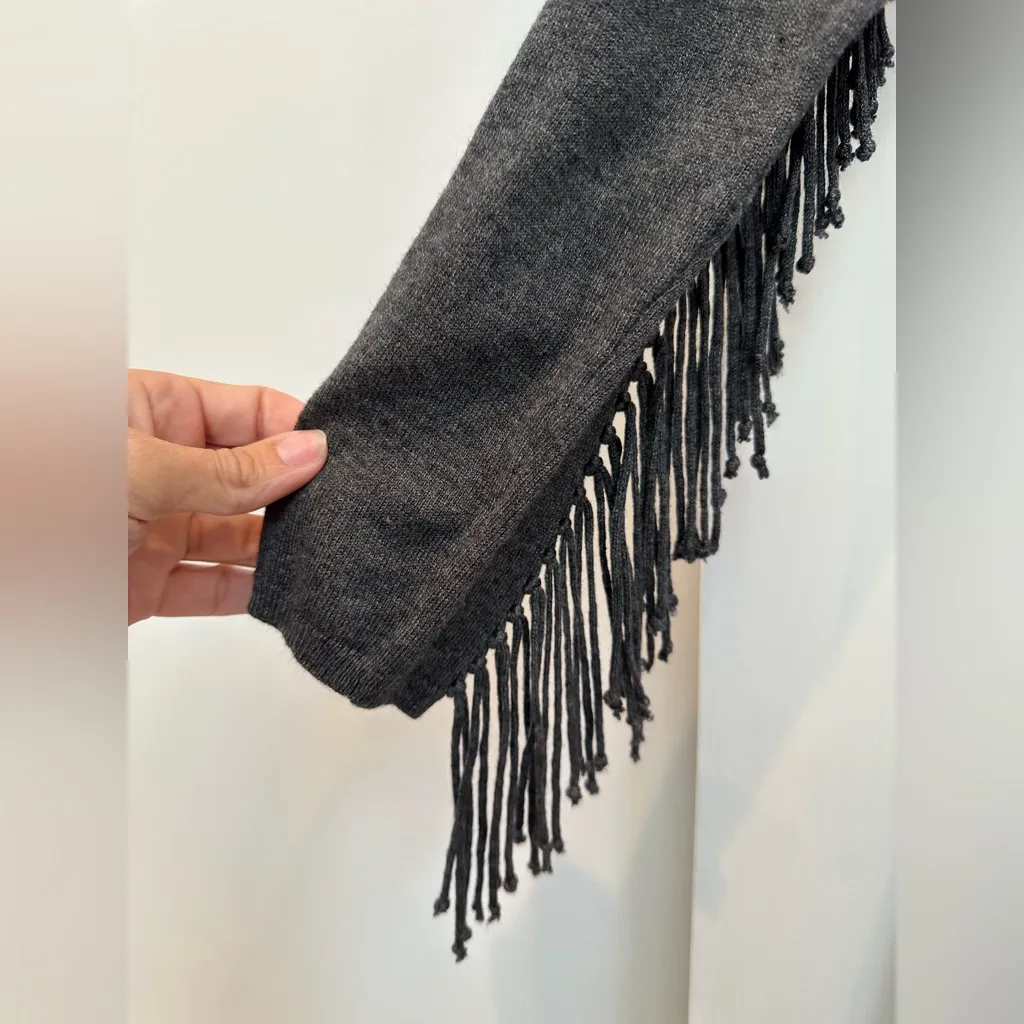 Yoana Baraschi Raven Fringe Grey Charcoal Knit Cashmere Wool Dress Size L - Image 7