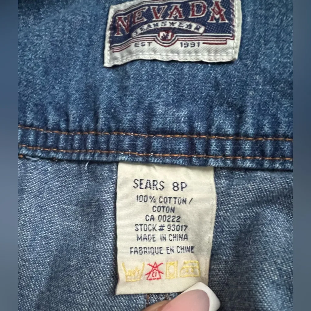 Sears Women's Denim Blue Overalls Size 8P - Image 3