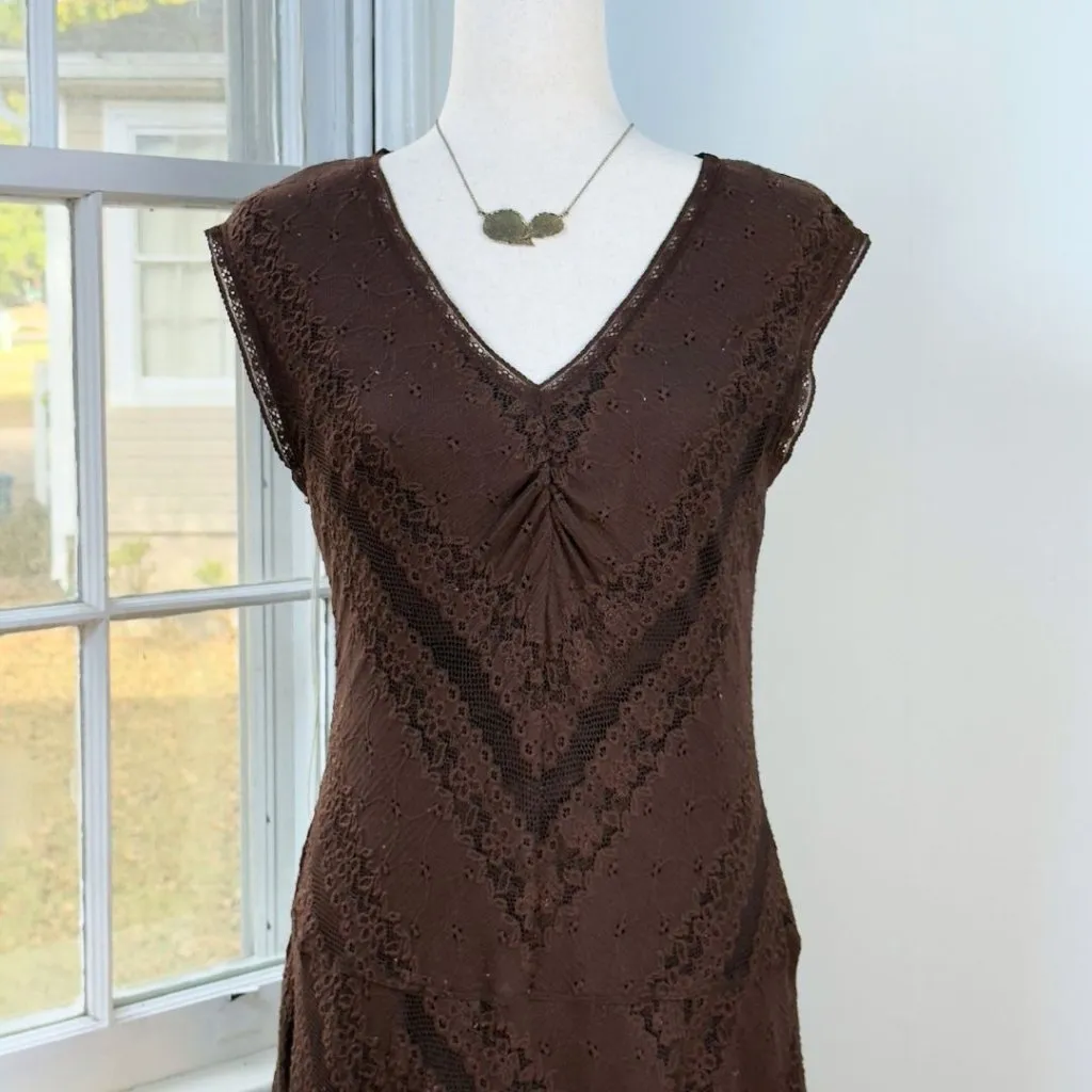 Brown Lace Handkerchief Dress Rabbit Rabbit Rabbit Lined Size 10 Fairy - Image 3