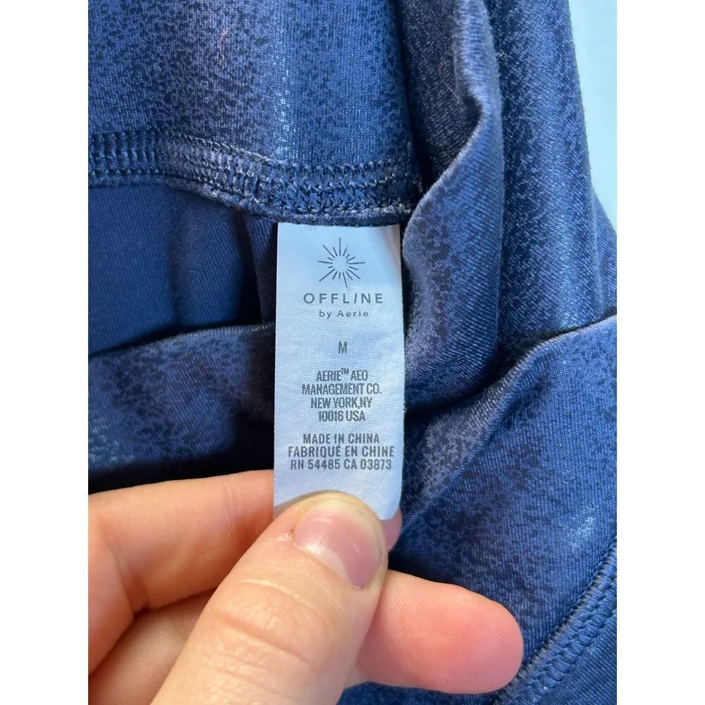 Aerie Offline By  Women's Size M Metallic Blue Travel Athletic Leggings EUC - Image 3