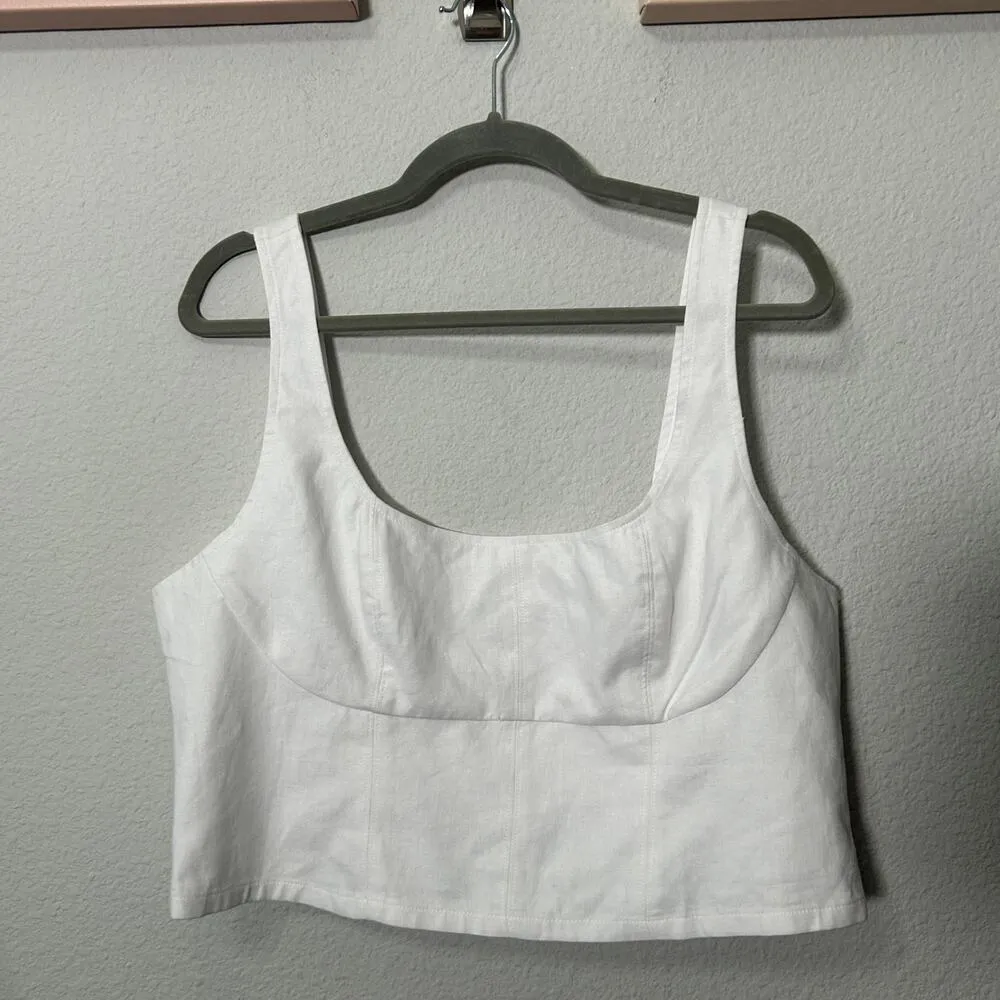 NEW Banana Republic Linen-Blend Cropped Bustier White Size 16 Minimalist Staple - Image 5