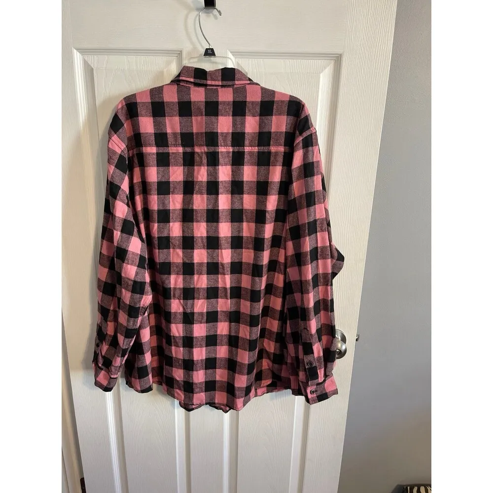 Women’s Flannel Shirt Size 2XL Blush Black Grey New Without Tags Pink - Image 5