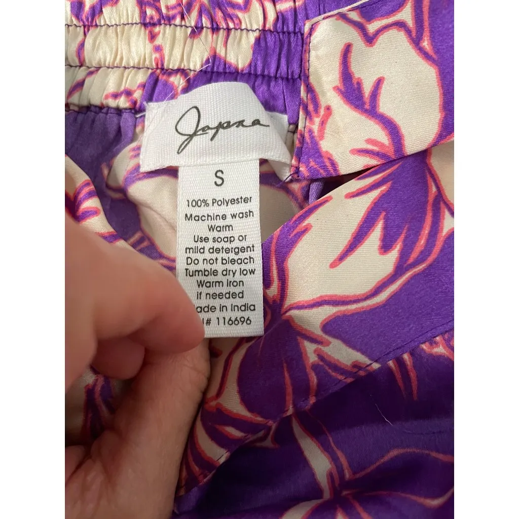 B60 New Women’s Japna Silky Feel Floral MIDI Faux Wrap Look Skirt Purple Small - Image 5