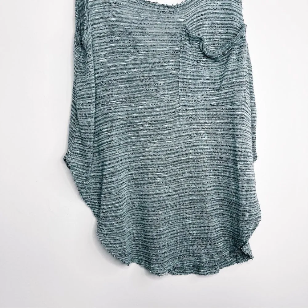 Pacsun Slub Knit Slouchy Scoop Neck Pocket Tank Top Blue Small - Image 4