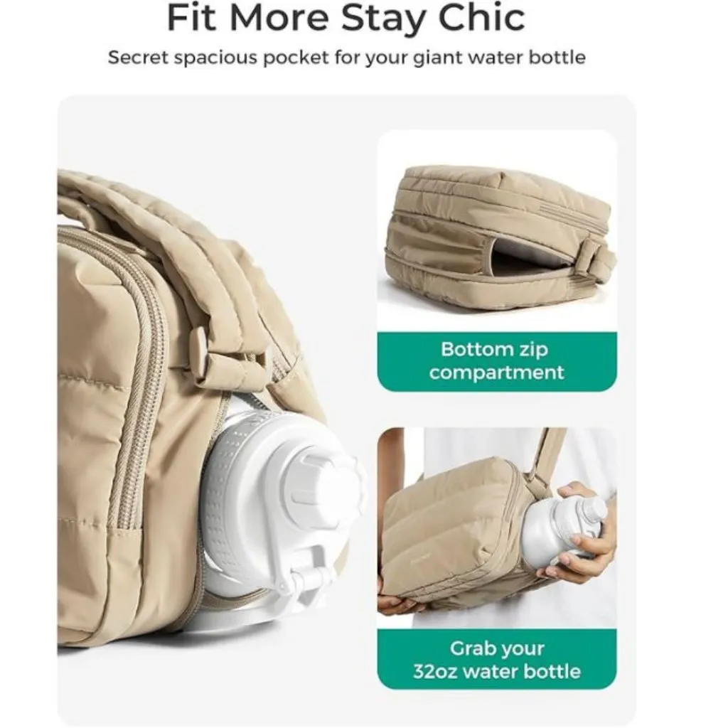 Bagsmart BLACK Travel Crossbody Purse Water Bottle Puffy Hobo Handbag EUC - Image 3