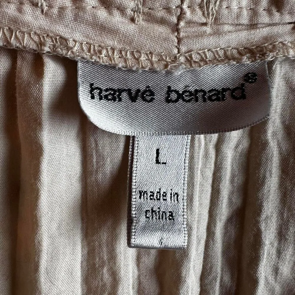 Harve Benard Cream Romantic Pleated Blouse Ruffle Collar Victorian Preppy Sz L - Image 3