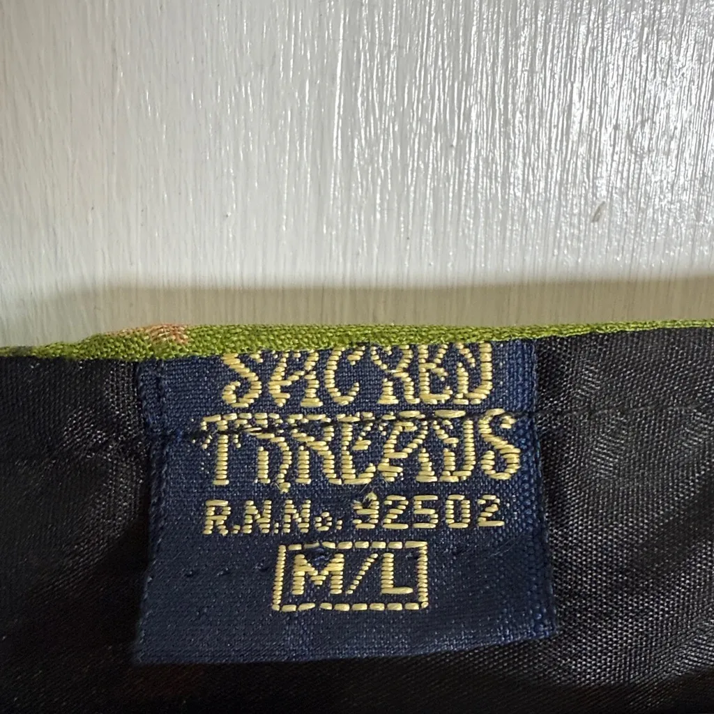 Sacred Threads Flowy Vintage Silk Patchwork Button-front Jacket Boho Top W2098 - Image 2