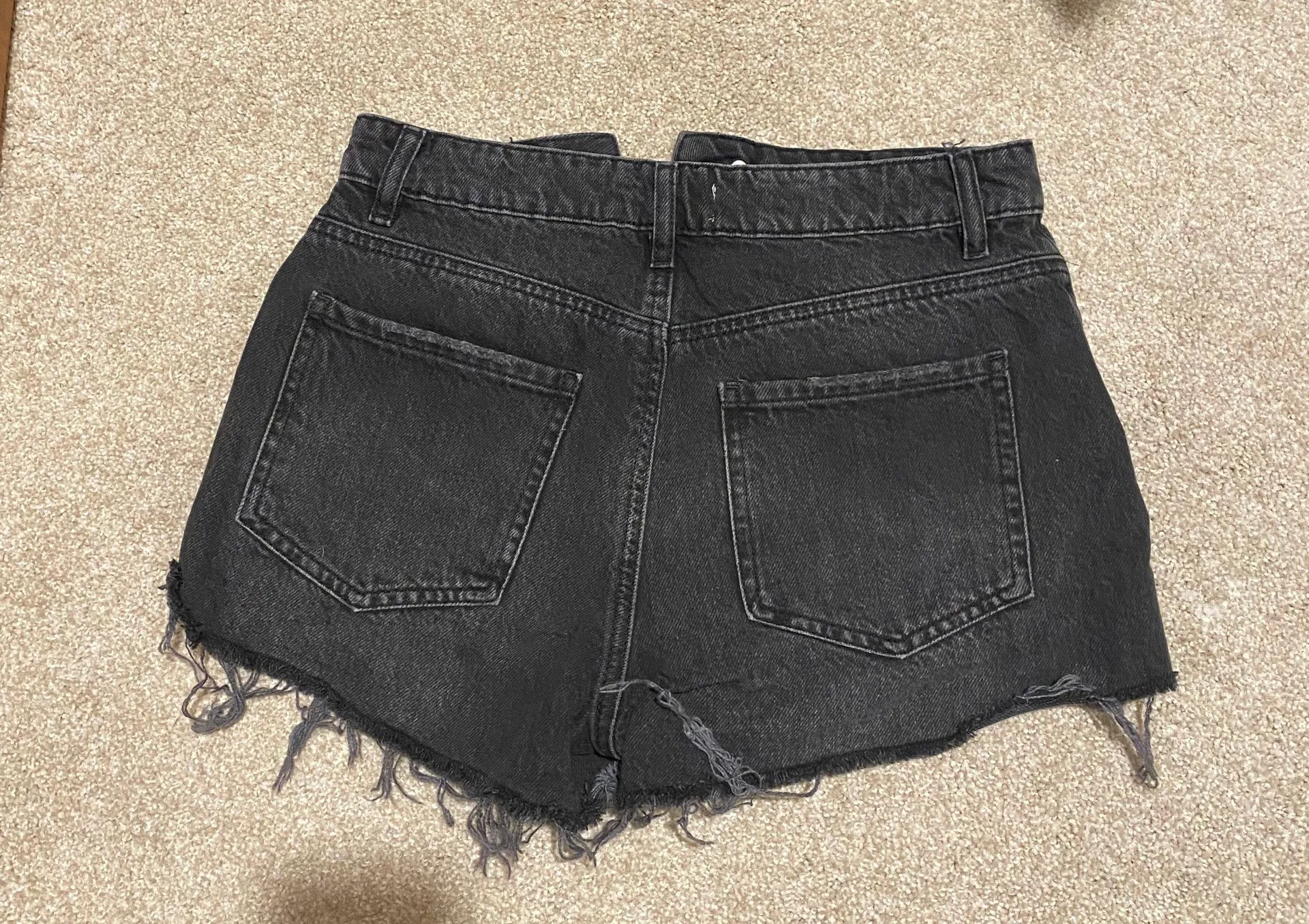 Black Distressed Denim Jean Shorts - Image 2