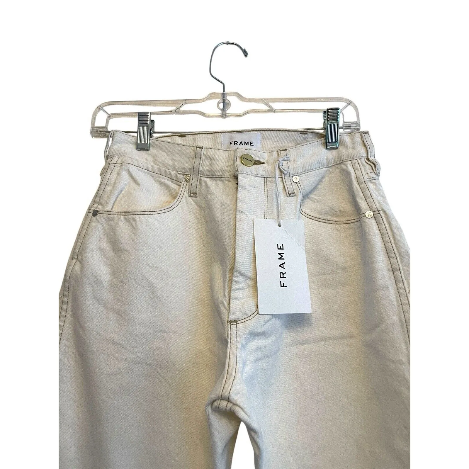 Frame Denim x Ilona Hamer High Straight Leg Jeans Women Size 26 Blanc Ivory‎ NWT - Image 4