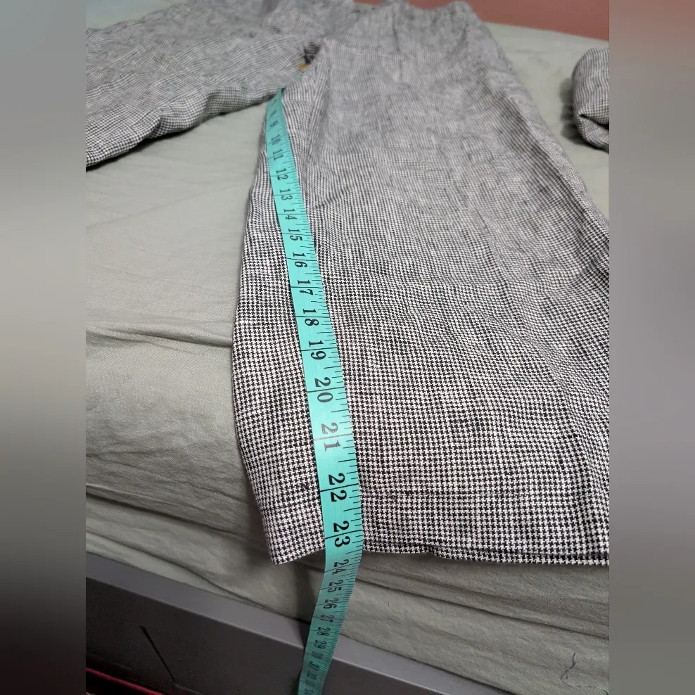 Vintage Orvis Linen 2 Piece Sleepwear Set Women's Medium Black/White - Image 14