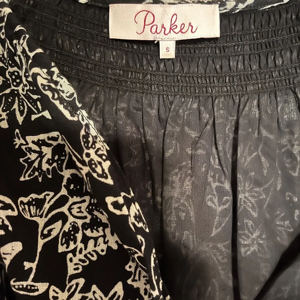 PARKER Floral Print A-line Cotton Mini Dress Black Aurora - Image 7