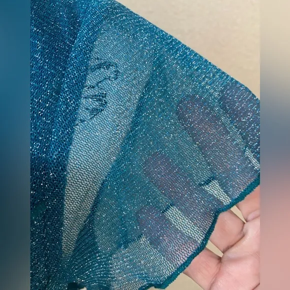 JBS turquoise‎ sparkly multi tiered dress Silver Size L - Image 2