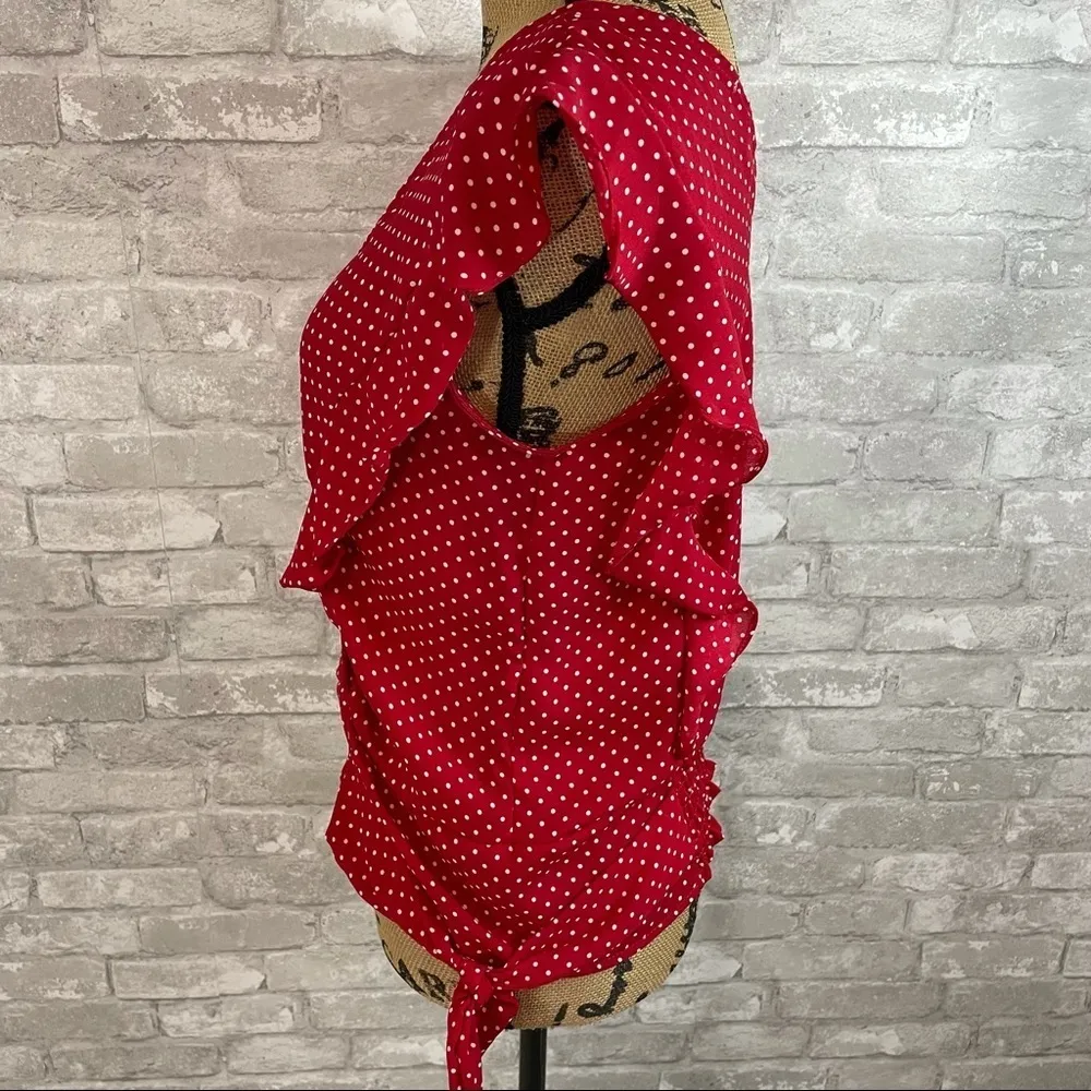 Maurices Red Polka Dot Ruffle Top - Image 4