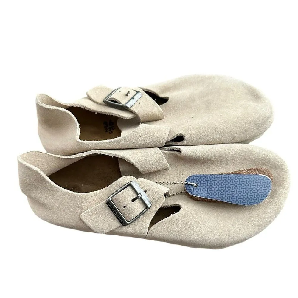 BIRKENSTOCK LONDON Suede Leather Shoes Stone New - Image 2