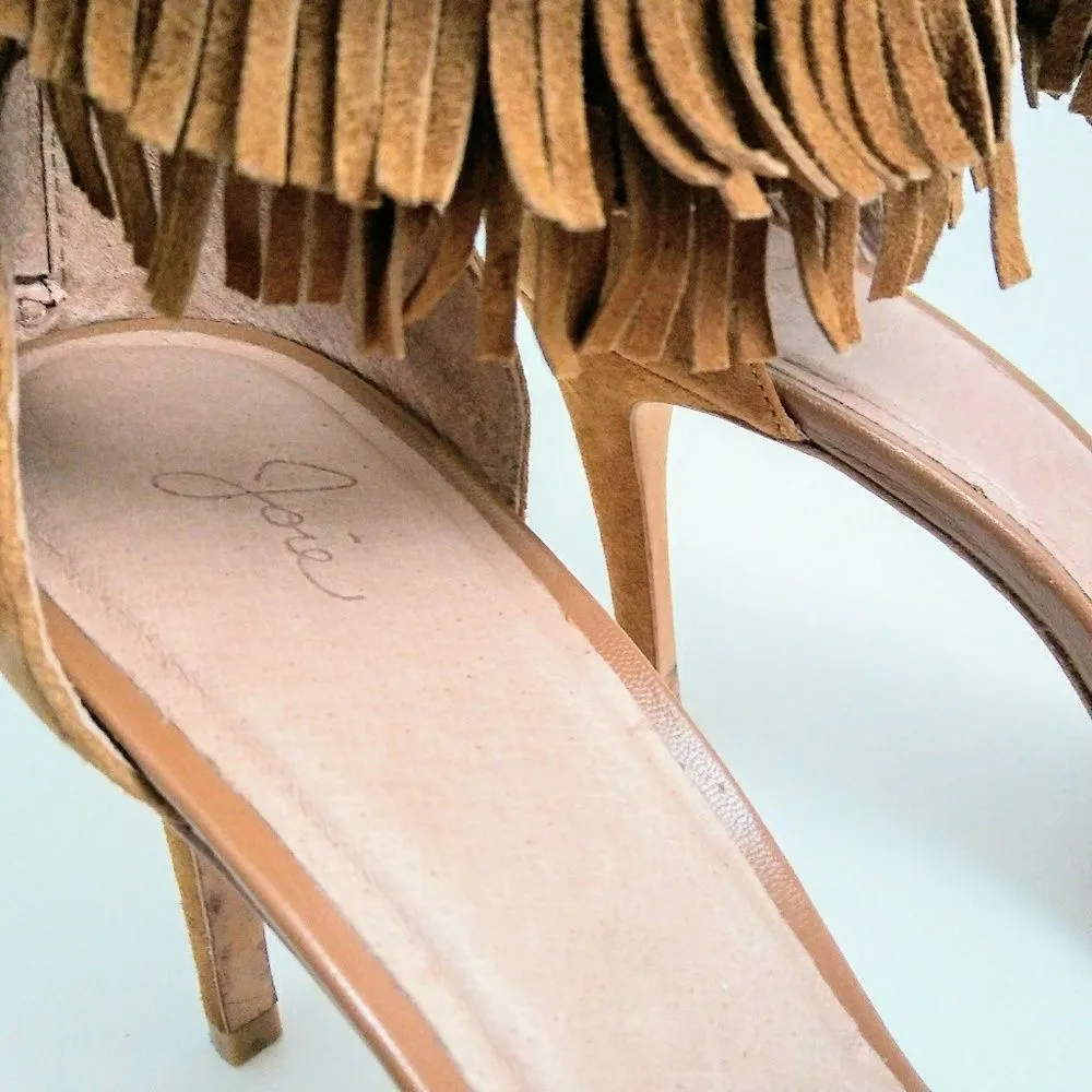 JOIE Women Alek Brown Fringe Sandals Heel 9.5 - Image 7