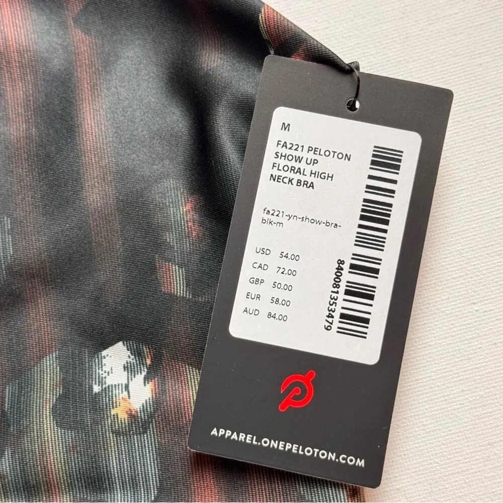 Peloton Show Up High Neck Floral Sporty Athletic Racerback Sports Bra Sz M NWT - Image 6